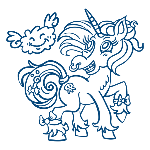 Einhorn-Nasenring mit blauem Umriss PNG-Design