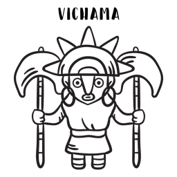 Esboço da mitologia inca da Vichama Desenho PNG