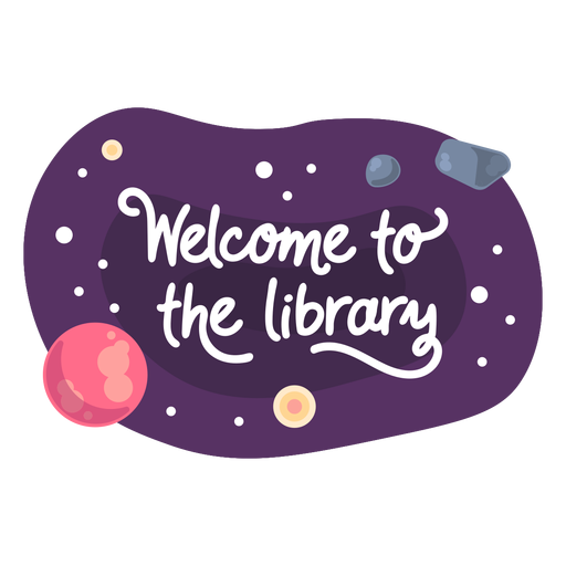 Icono de etiqueta de espacio de biblioteca de bienvenida Diseño PNG