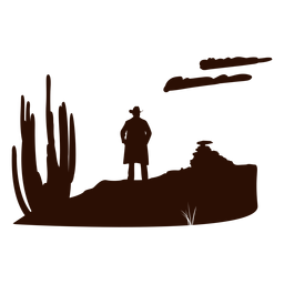 Escena del desierto occidental recortada en negro Transparent PNG