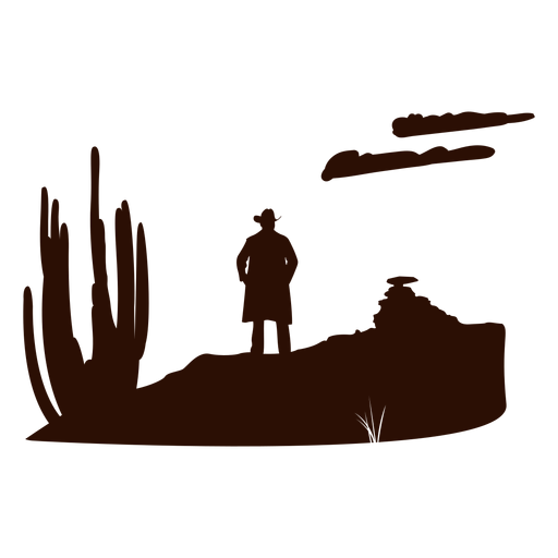 Cena do deserto ocidental recortada em preto Desenho PNG