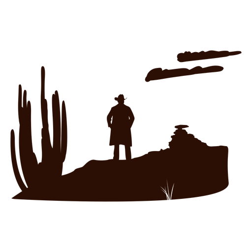 Western desert scene cut out black PNG Design