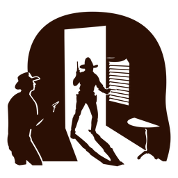 Cena de salão de faroeste recortada em preto Desenho PNG