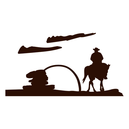 Western sunset scene cut out black PNG Design