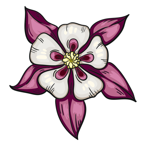 Wild flower white purple columbine PNG Design