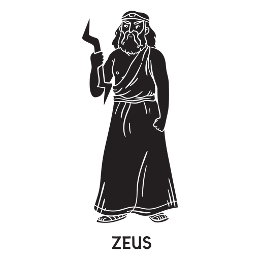Zeus Hand gezeichnet schwarz ausgeschnitten PNG-Design