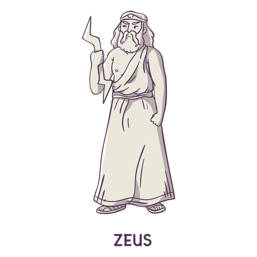 Zeus desenhado ? m?o cinza Desenho PNG