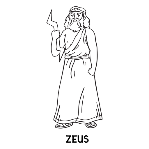 Zeus hand drawn outline PNG Design