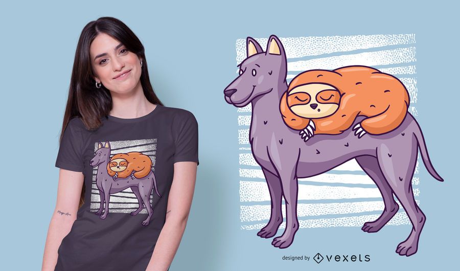 Sloth on Dog T-shirt Design Sloth on Dog T-shirt Design