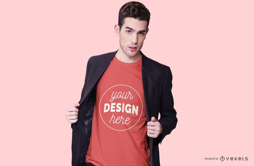 Man With Night Jacket T-shirt Mockup Man With Night Jacket T-shirt Mockup