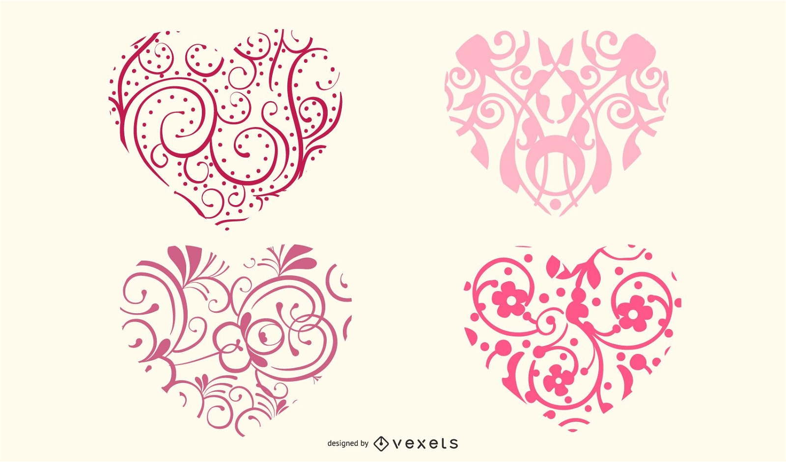 Formas de corazón ornamentales