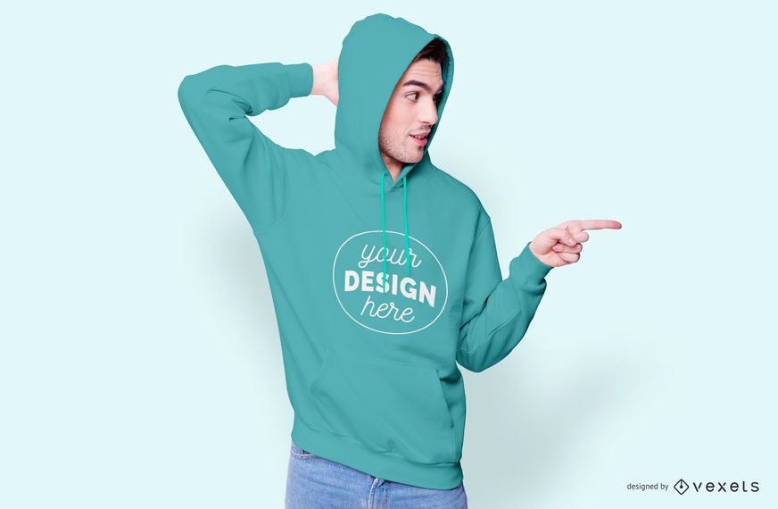 Diseño de maqueta de modelo de sudadera con capucha Diseño de maqueta de modelo de sudadera con capucha
