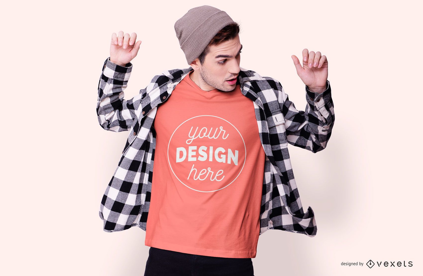 Boy With Beanie T-shirt Mockup