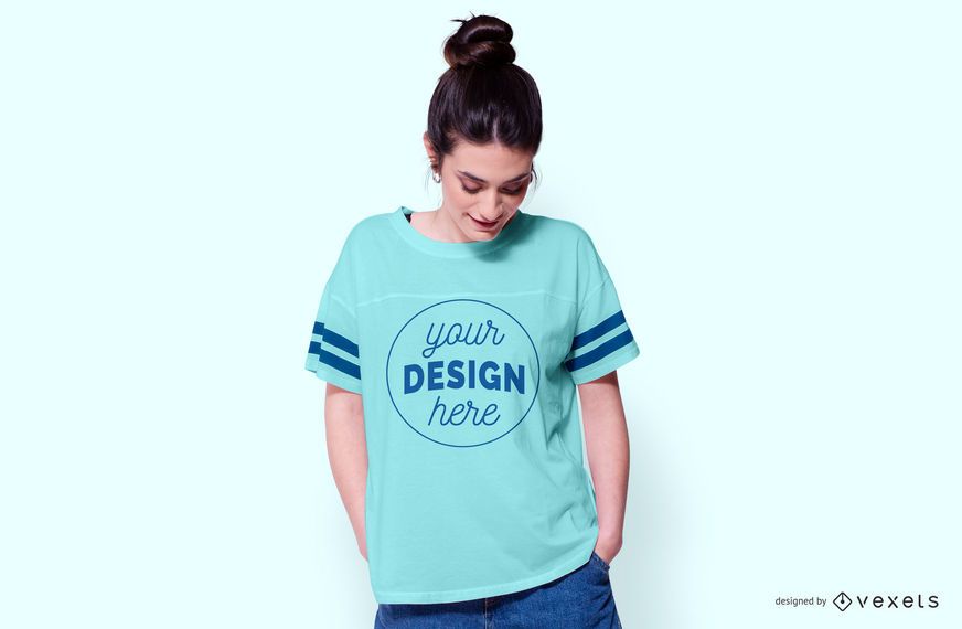 Woman wearing t-shirt mockup Woman wearing t-shirt mockup
