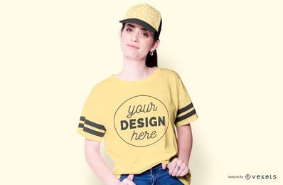 Girl With Hat T-shirt Mockup