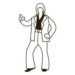 Personagem de traço de movimento disco dos anos 70 Desenho PNG