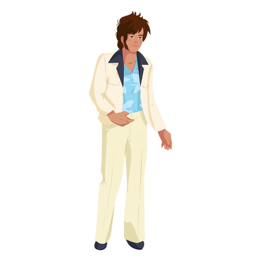 70s man outfit character PNG Design