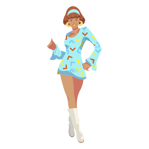 70s mini dress outfit character PNG Design