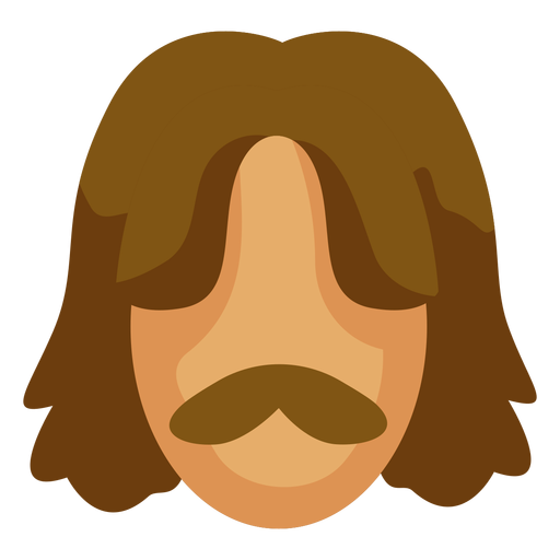 70s moustache hairstyle flat PNG Design