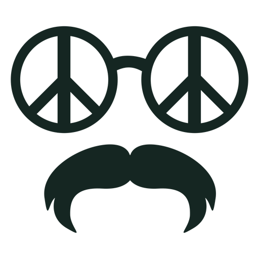 70er Jahre Friedensbrille Schnurrbart Schlaganfall PNG-Design