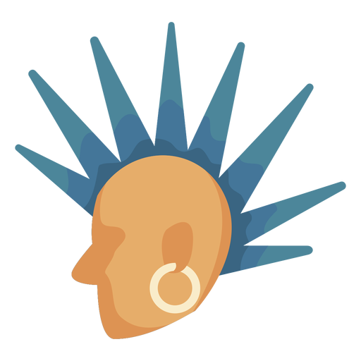 70s punk hairstyle flat PNG Design