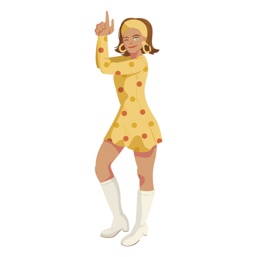 70s womanan dotted outfit character PNG Design