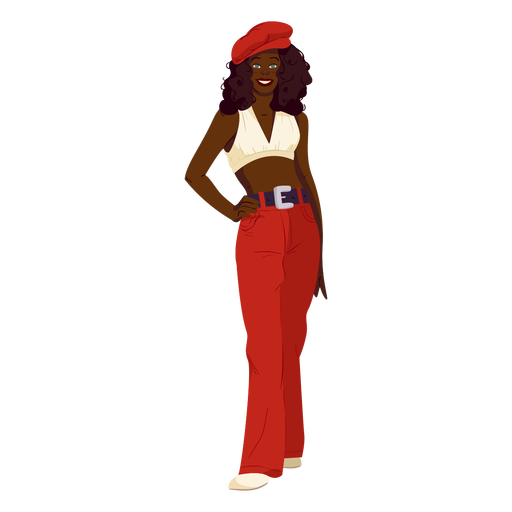 70er Jahre Womanan Red Outfit Charakter PNG-Design