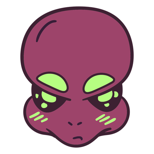 Alien's big head eyebrows colorful stroke PNG Design