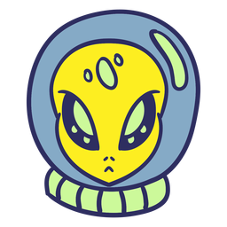 Alien's head astronaut helmet colorful stroke PNG Design