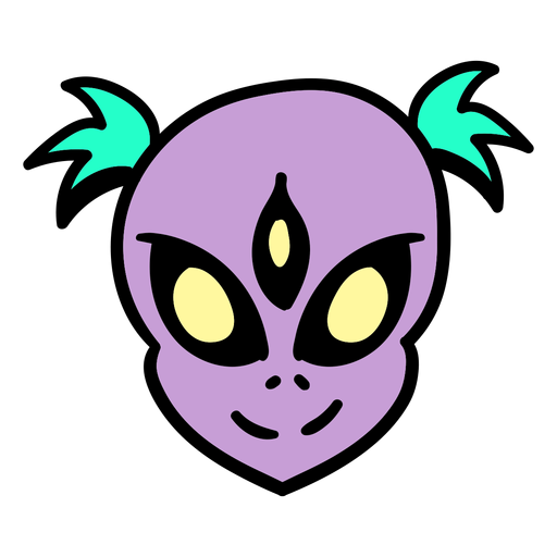Alien's head clown puffs colorful PNG Design