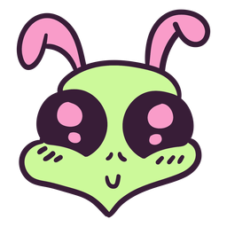 Cabeza de alienígena colorido trazo de conejo Diseño PNG