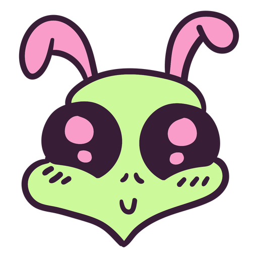 Alien's head colorful rabbit stroke PNG Design