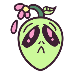 Alien's head colorful sad flower stroke PNG Design