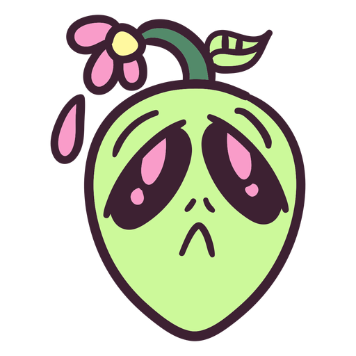 Alien's head colorful sad flower stroke PNG Design
