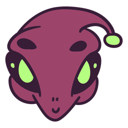 Cabeza de alienígena lindo trazo púrpura Diseño PNG