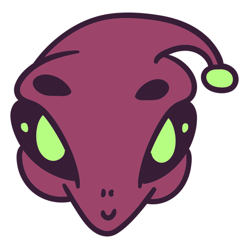 Alien's head cute purple stroke PNG Design