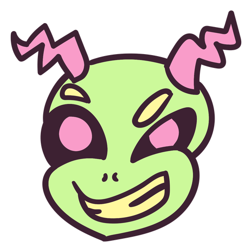 Alien's head evil grin stroke PNG Design