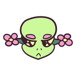 Alien's head flower ears colorful stroke PNG Design Transparent PNG