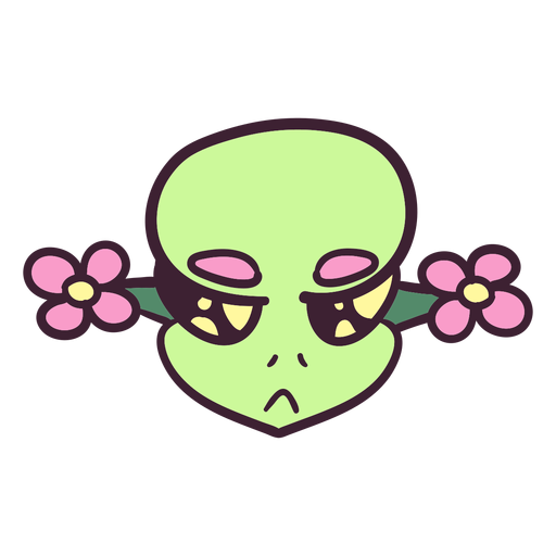 Alien's head flower ears colorful stroke PNG Design