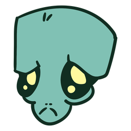 Traço triste de cabeça de alienígena verde Desenho PNG