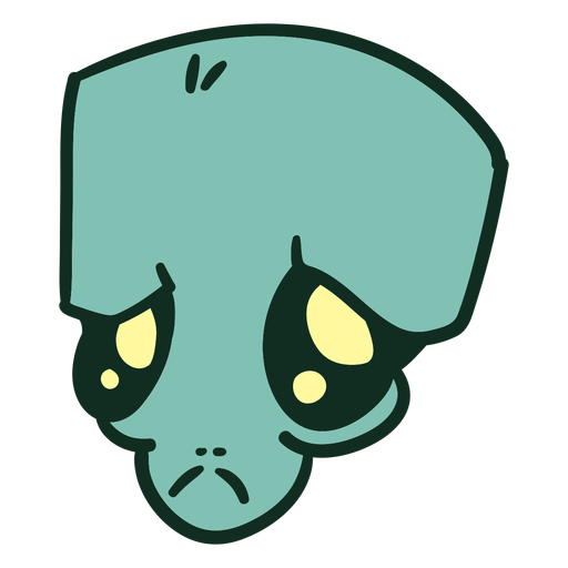 Alien's head green sad stroke PNG Design