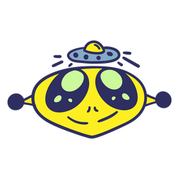 Cabeza de alienígena feliz trazo colorido ovni Diseño PNG