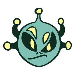 Cabeza de alienígena loca 5 antena colorido trazo Diseño PNG