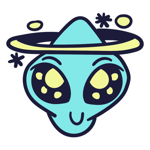 Alien&#39;s head ring satelite stroke colorido Desenho PNG