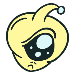 Cabeça de alienígena triste com traço colorido de um olho Desenho PNG