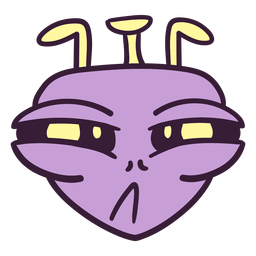 Cabeça de alienígena apertando os olhos coloridos Desenho PNG