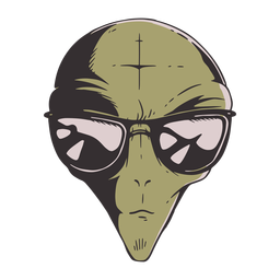 Cabeça de alienígena óculos de sol colorido Cabeça de alienígena óculos de sol colorido