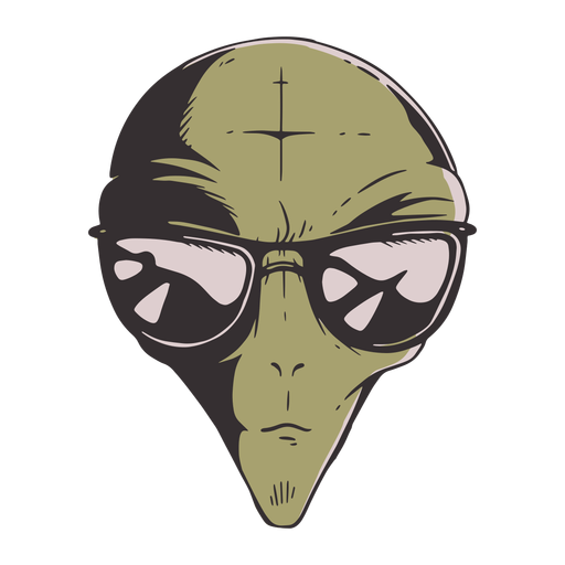 Alien's head sun glasses colorful PNG Design