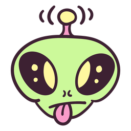 Cabeza de alienígena lengua fuera trazo colorido Diseño PNG