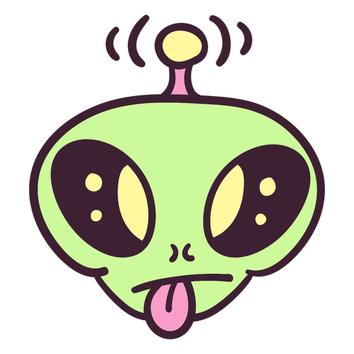 Alien's head tongue out colorful stroke PNG Design